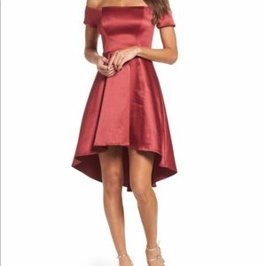 SEQUIN HEARTS SATIN RED DRESS